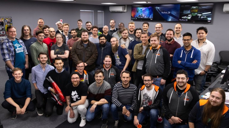 An up-to-date picture of the team from Splash Damage credited working on Halo: Master Chief Collection.