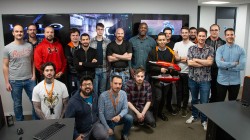 A slightly out-of-date photo of the team from Splash Damage responsible for working on Halo: Master Chief Collection. Some people featured in this photo include Tom Gantzer, Mark Tregonning, Luc Shelton (me), David Chang, Pascal Gane and others.